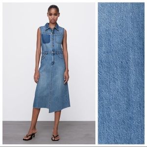 Zara Blue Danielle Asymmetric Denim Dress
